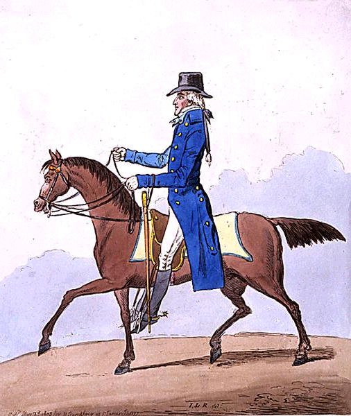 Equestrian Elegance, eller A Noble Scot, metamorfosert, utgitt av Hannah Humphrey i 1803 (håndfarget etsning) av James Gillray