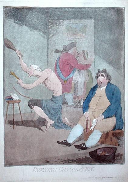 Evening Consolation, utgitt av William Humphrey i 1785 (håndfarget etsning) av James Gillray