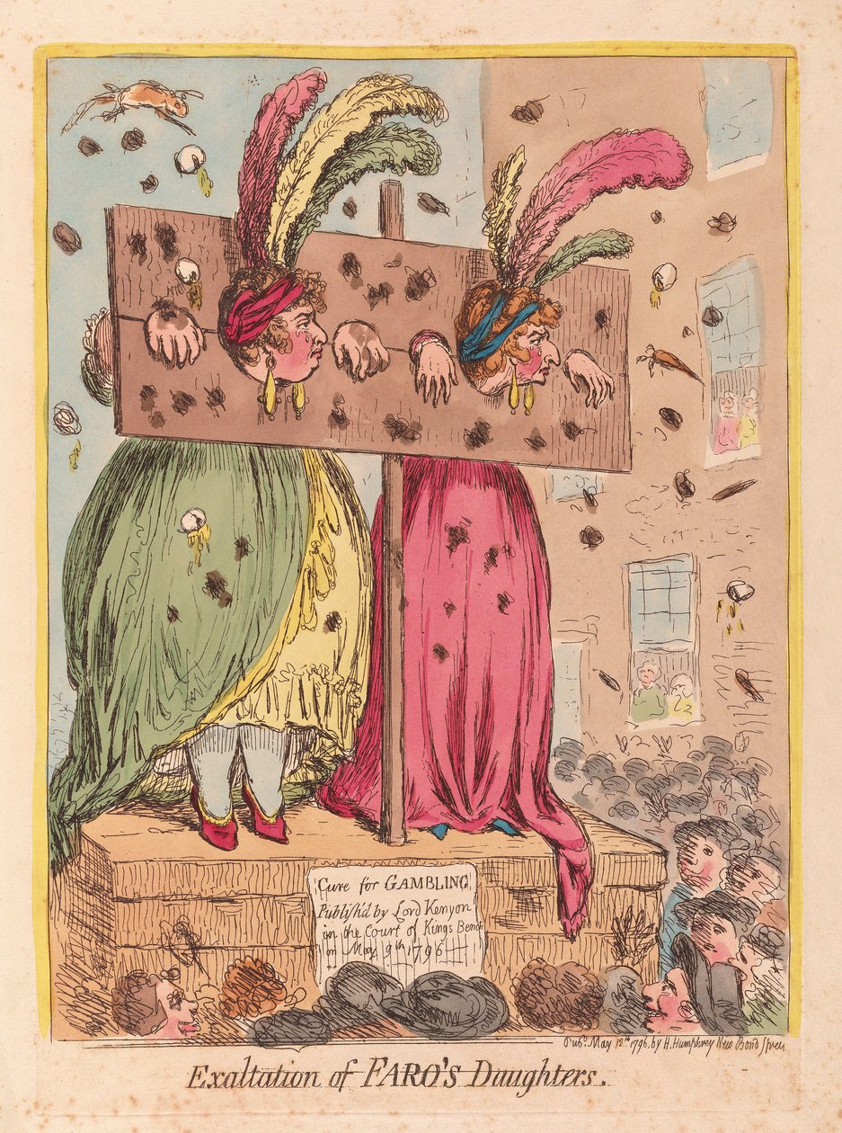 Exaltation of Faros Daughters, pub. 1796 (håndfarget gravering) av James Gillray