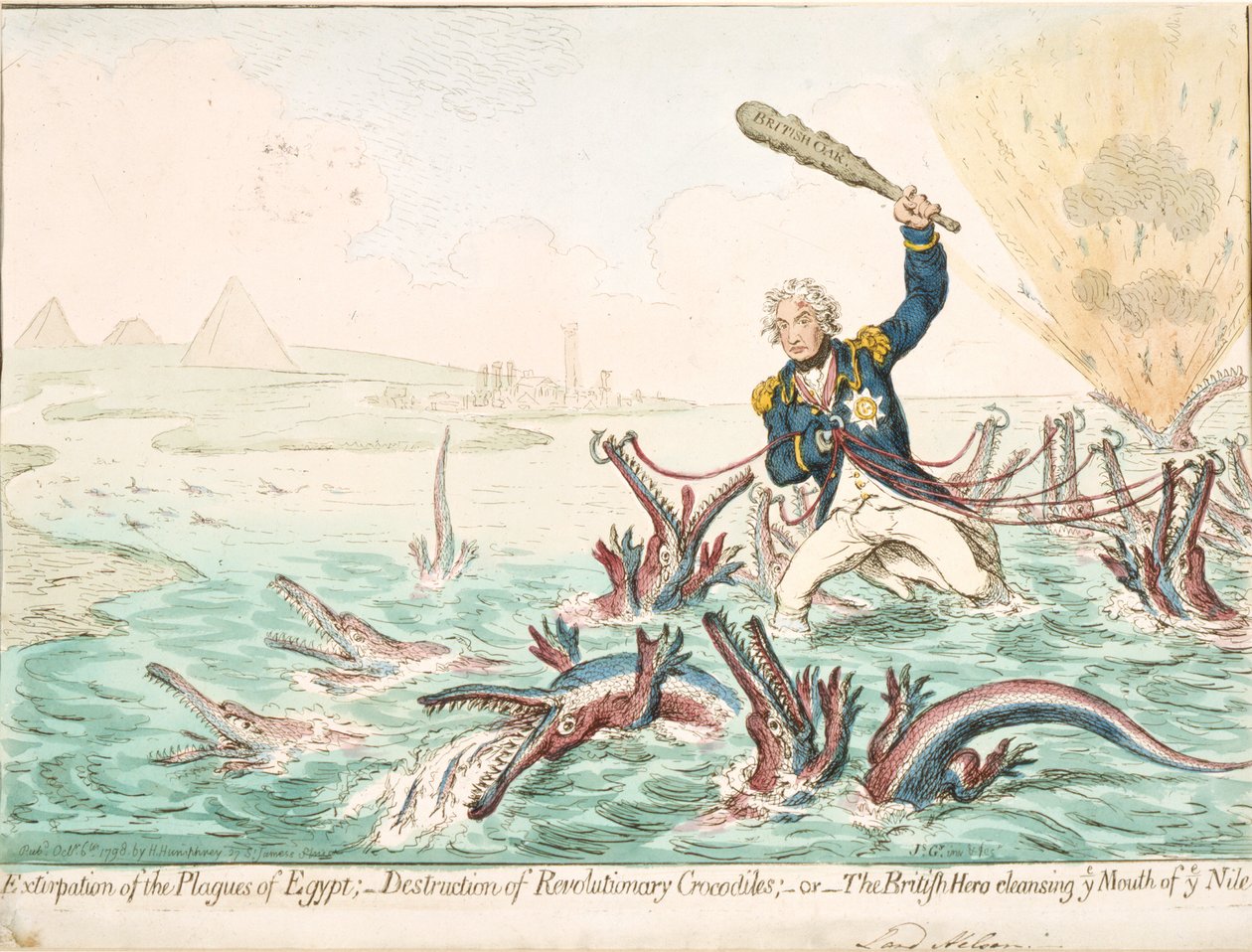 Utryddelse av plagene i Egypt, 1798 av James Gillray