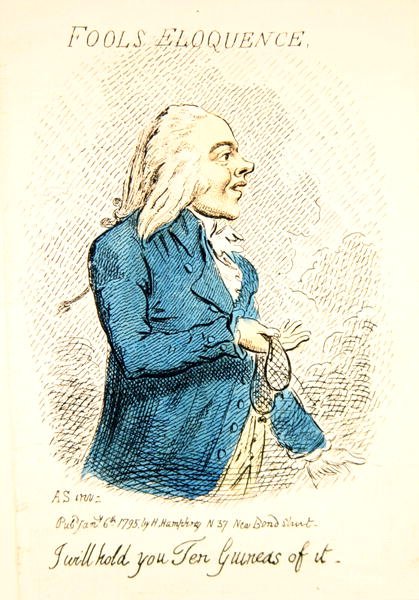 Fools Eloquence, utgitt av Hannah Humphrey i 1795 (håndfarget gravering) (detalj fra 191281) av James Gillray