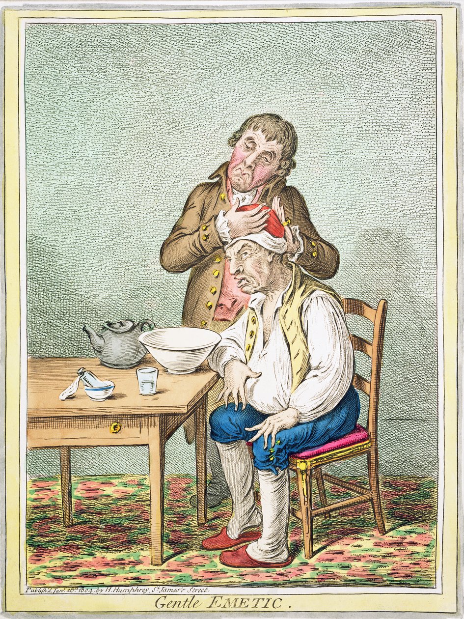 Gentle Emetic, utgitt av Hannah Humphrey, 1804 av James Gillray