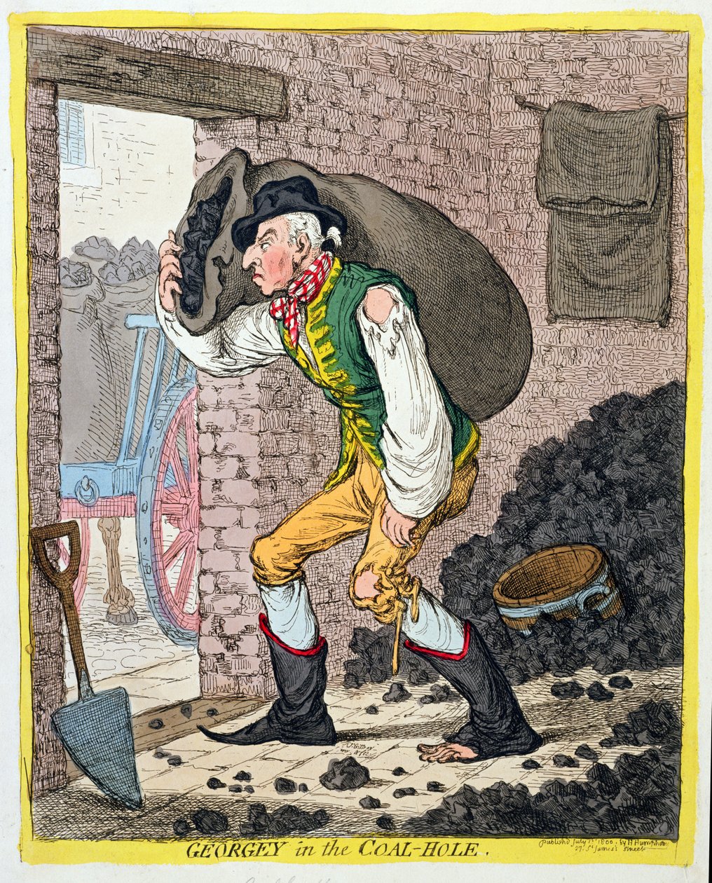Georgey in the Coal-Hole, utgitt av Hannah Humphrey i 1801 (håndfarget etsning) av James Gillray