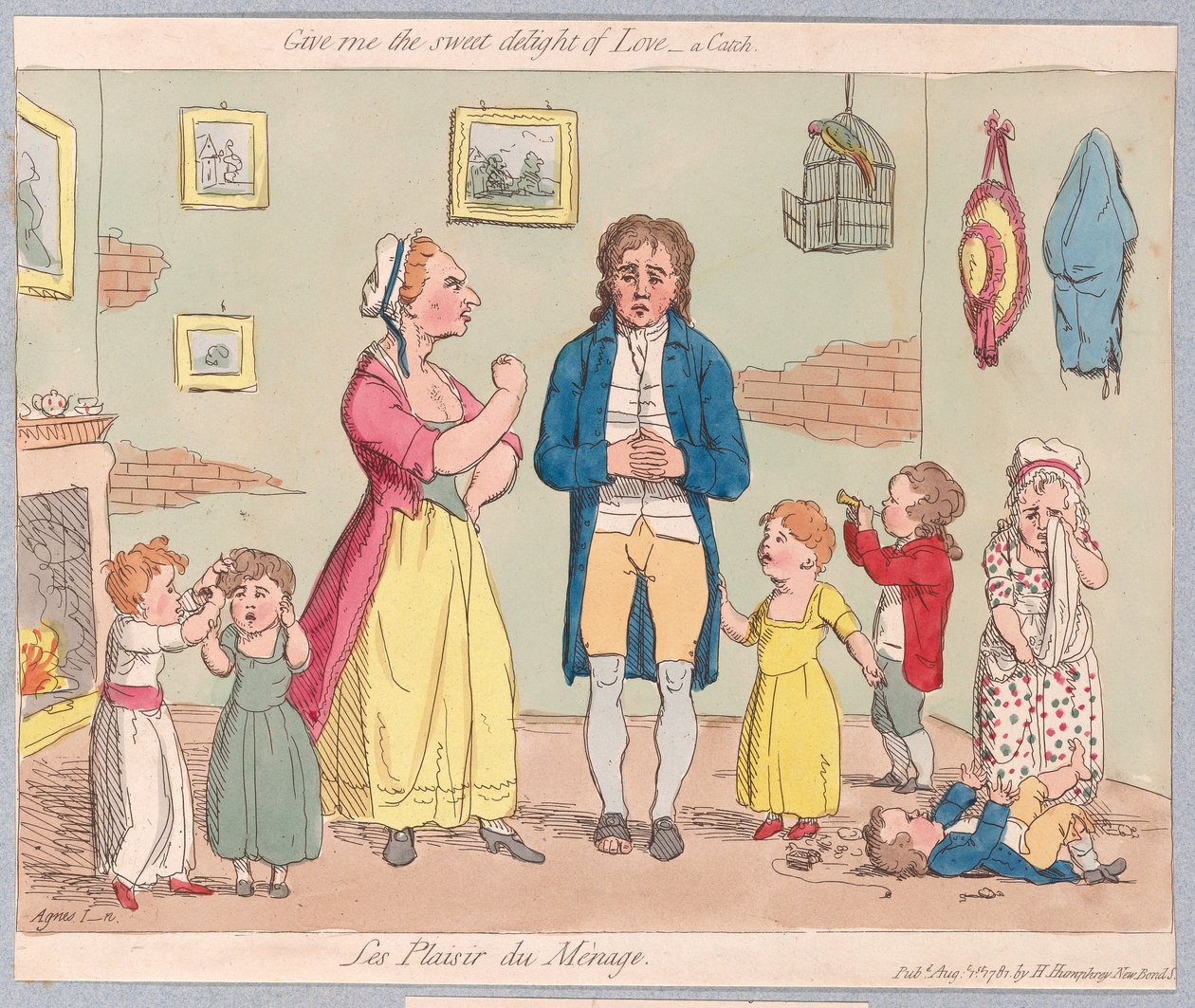 Gi meg Sweet Delight of Love, a Catch, pub. 1781 (håndfarget gravering) av James Gillray