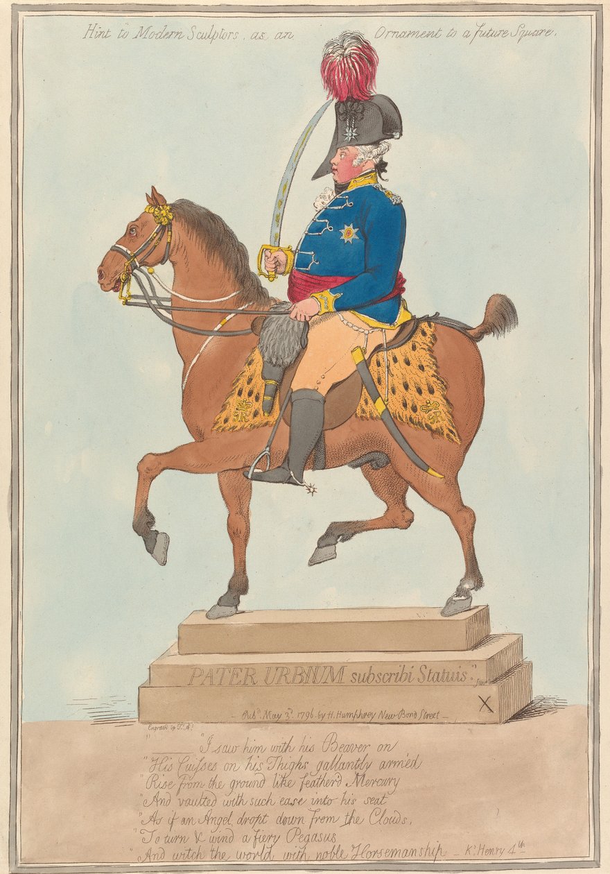 Hint til moderne skulptører, som utsmykning for en framtidig plass av James Gillray
