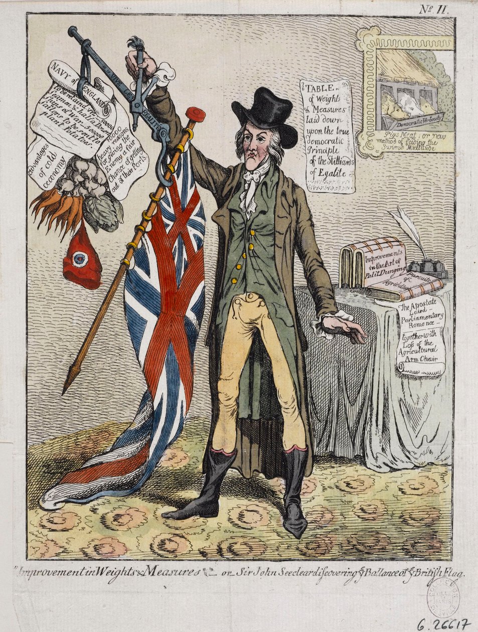 Forbedring av vekt og mål eller Sir John Seeclear oppdager balansen i det britiske flagget av James Gillray