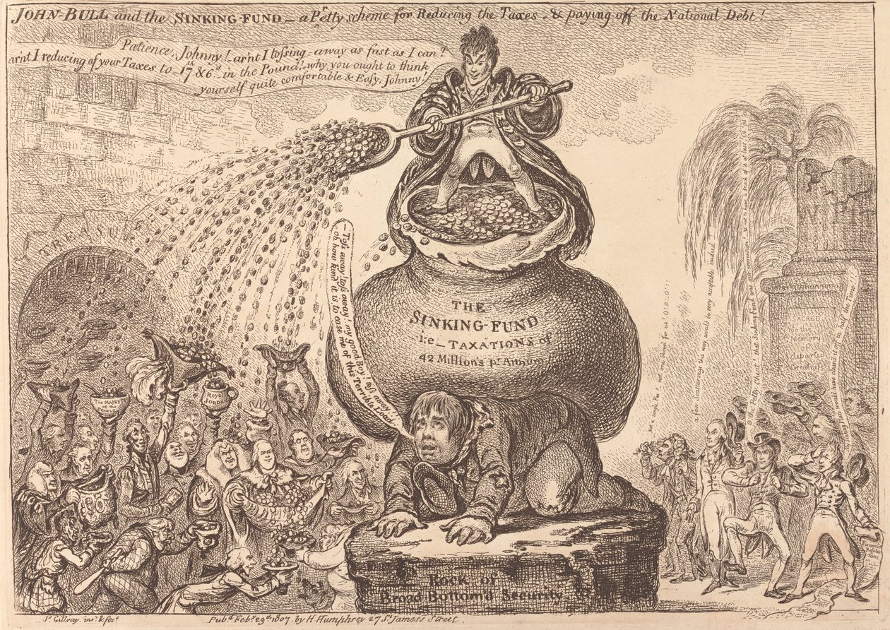 John Bull og synkefondet av James Gillray