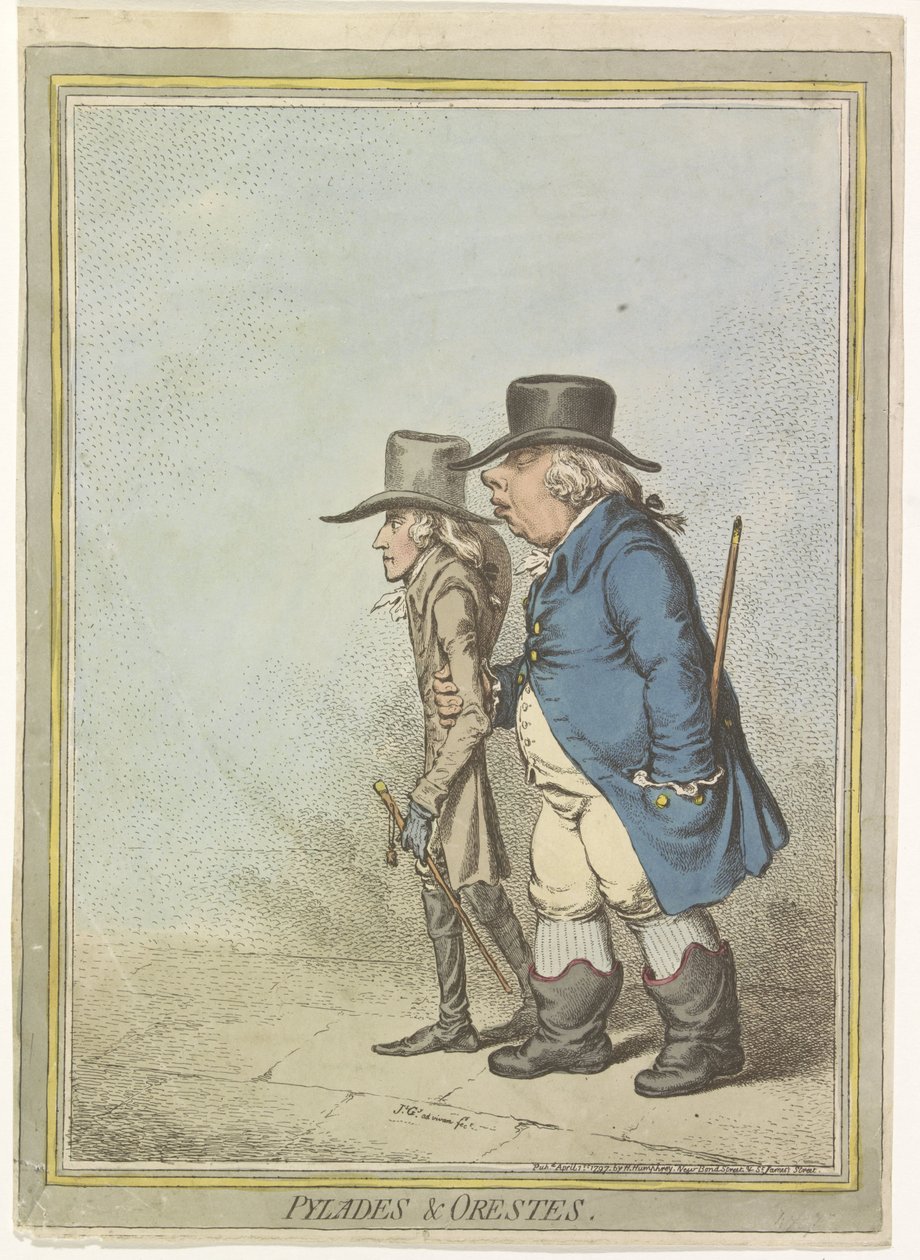 Karikatur av William V, 1797 Pylades & Orestes (tittel på objekt) av James Gillray