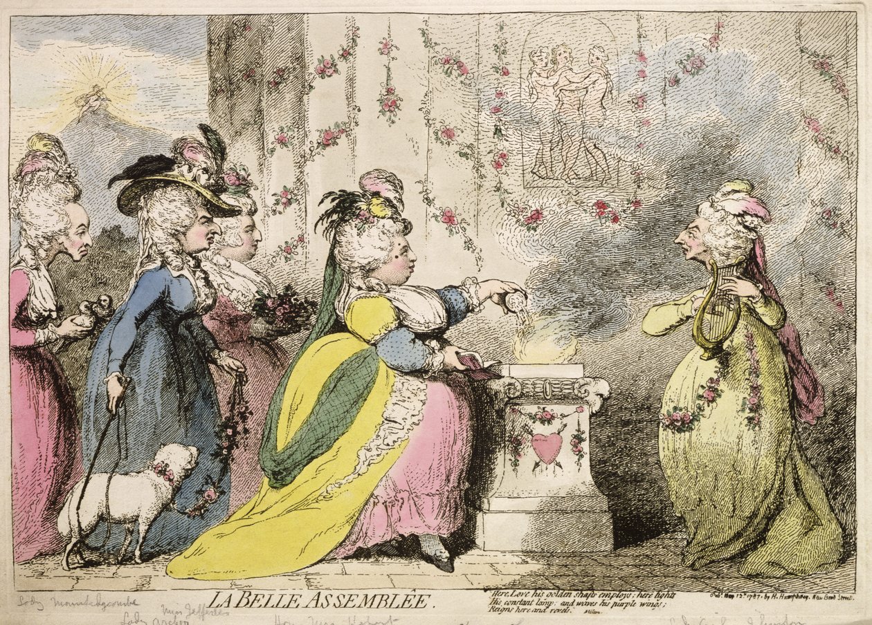 La Belle Assemblee, utgitt av Hannah Humphrey i 1787 (håndfarget etsning) av James Gillray