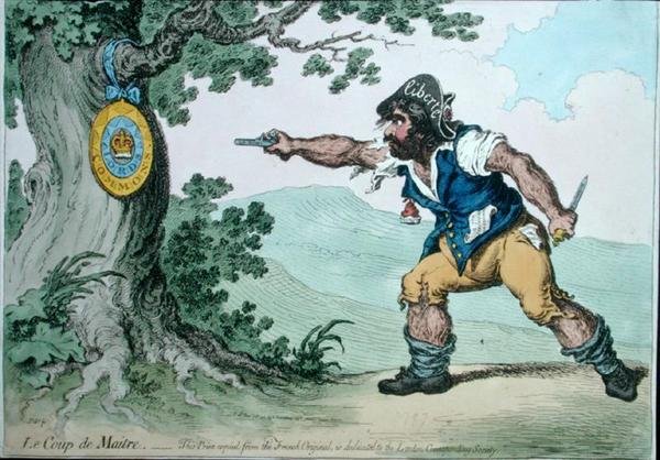 Le Coup de Maitre, utgitt av Hannah Humphrey i 1797 (håndfarget etsning) av James Gillray