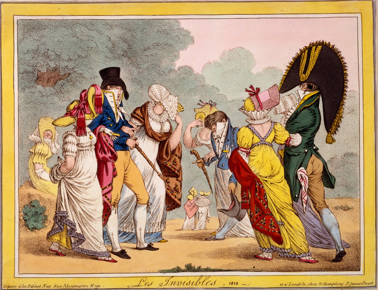 Les Invisibles, 1810 (håndfarget gravering) av James Gillray