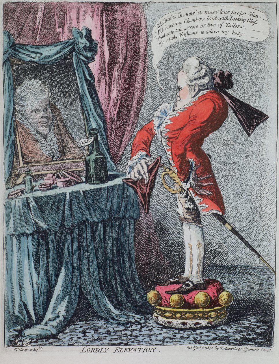 Lordly Elevation, pub. av Hannah Humphrey, 1802 av James Gillray