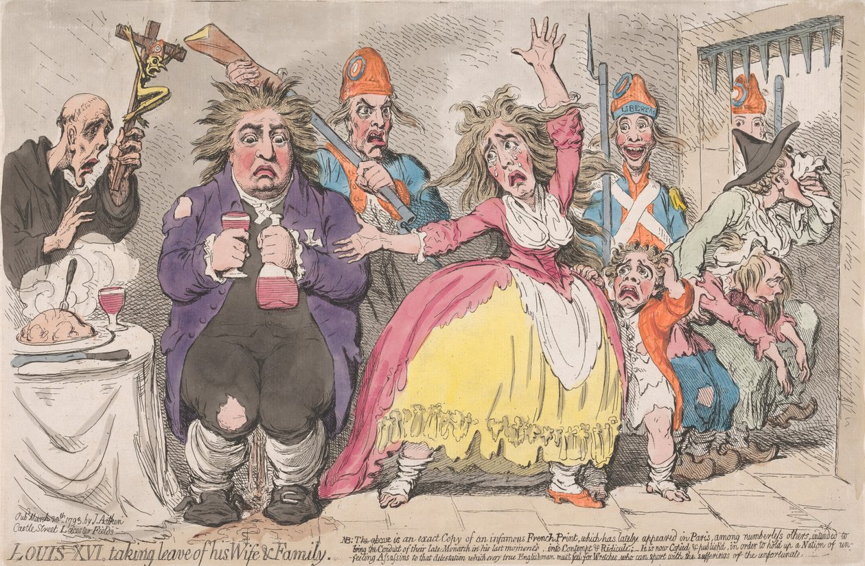 Ludvig XVI tar avskjed med sin kone og familie av James Gillray