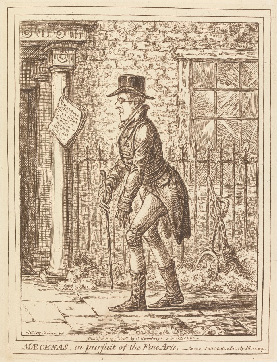 Maecenas, på jakt etter de skjønne kunster av James Gillray