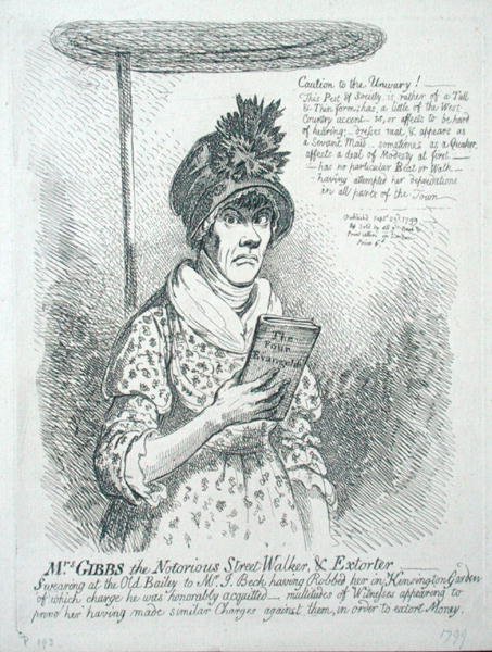 Mrs Gibbs, den beryktede Street Walker & Extorter av James Gillray