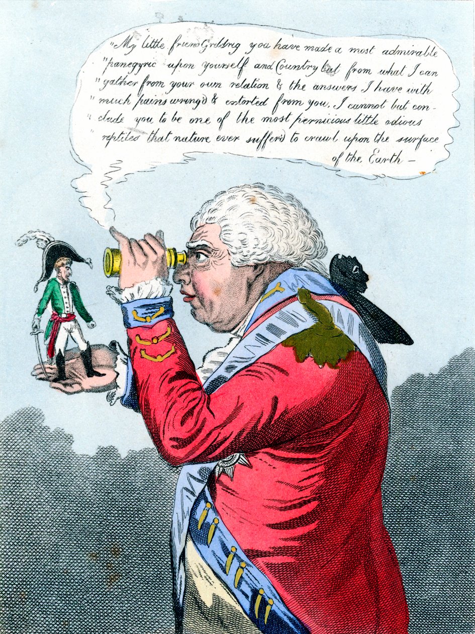 Napoleon og kong George III som Gulliver og kongen av Brobdingnag, juli 1803 av James Gillray