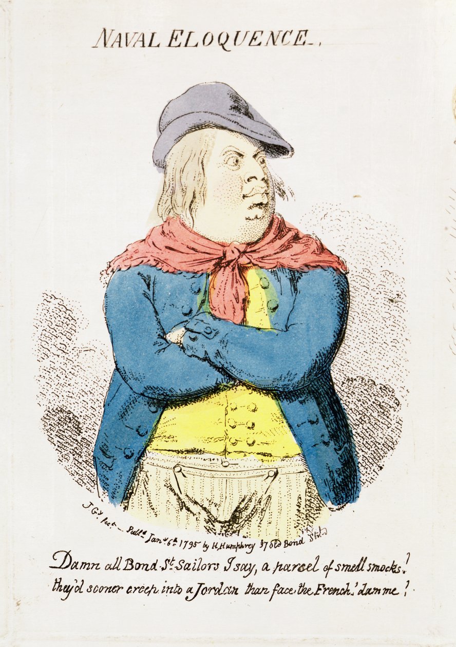 Naval Eloquence, utgitt av Hannah Humphrey i 1795 håndfarget graveringsdetalj fra 191281 av James Gillray