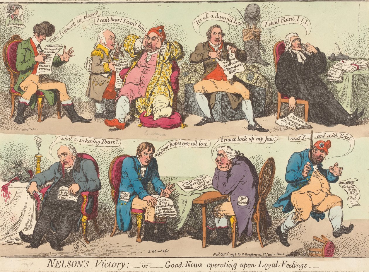 Nelsons seier - eller - Gode nyheter som virker på lojale følelser av James Gillray