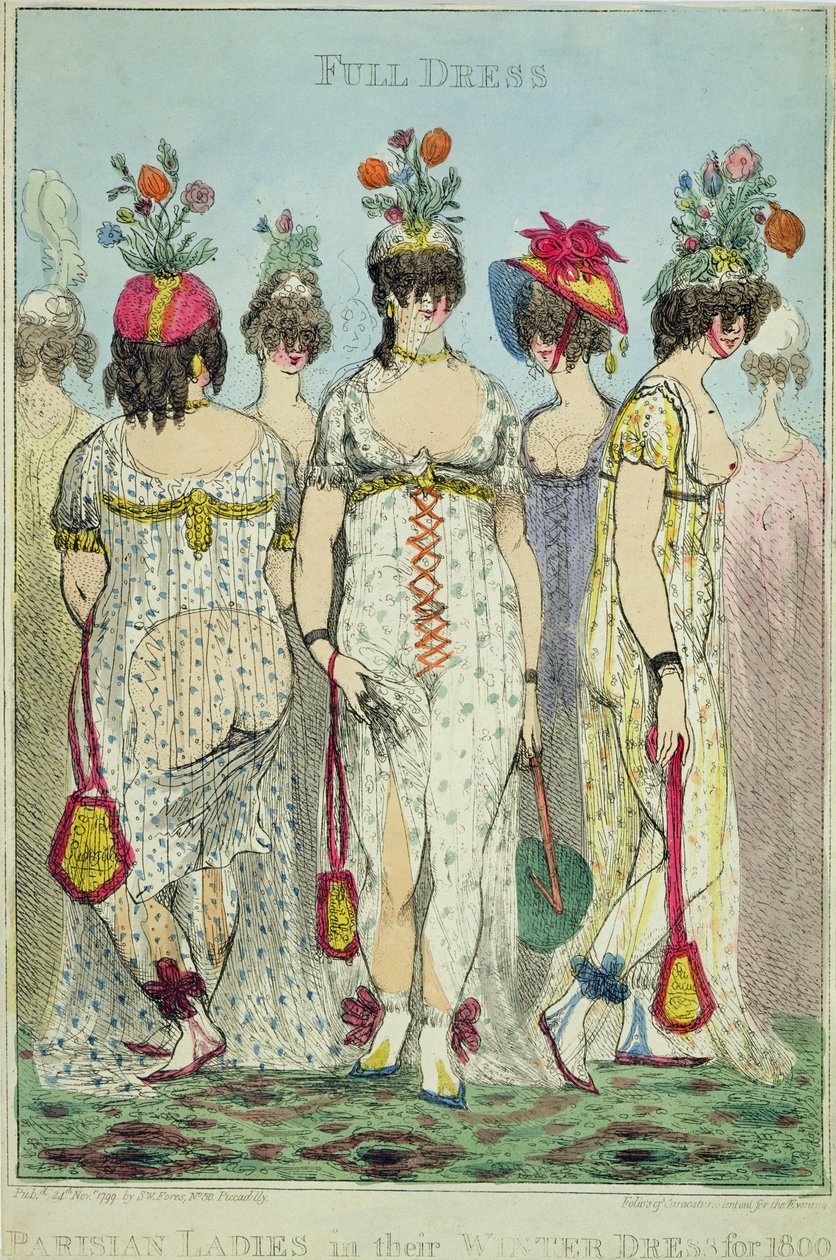 Parisiske damer i vinterkjoler for 1800 av James Gillray
