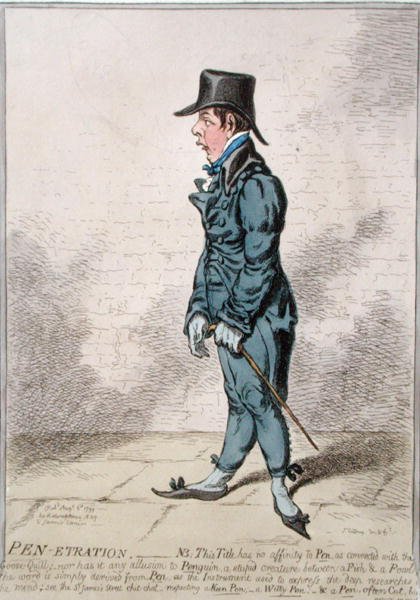 Pen-Etration, utgitt av Hannah Humphrey i 1799 (håndfarget etsning) av James Gillray