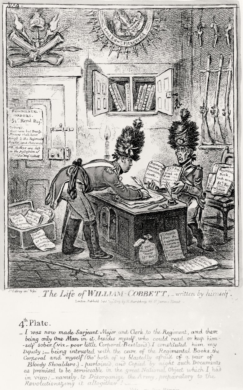 Plate 4, fra The Life of William Cobbett, skrevet av ham selv, pub. av H. Humphrey, 1809 av James Gillray