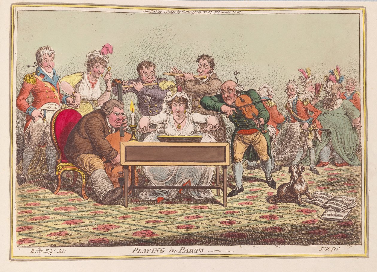 Spiller i Parts, pub. 1801 (håndfarget gravering) av James Gillray
