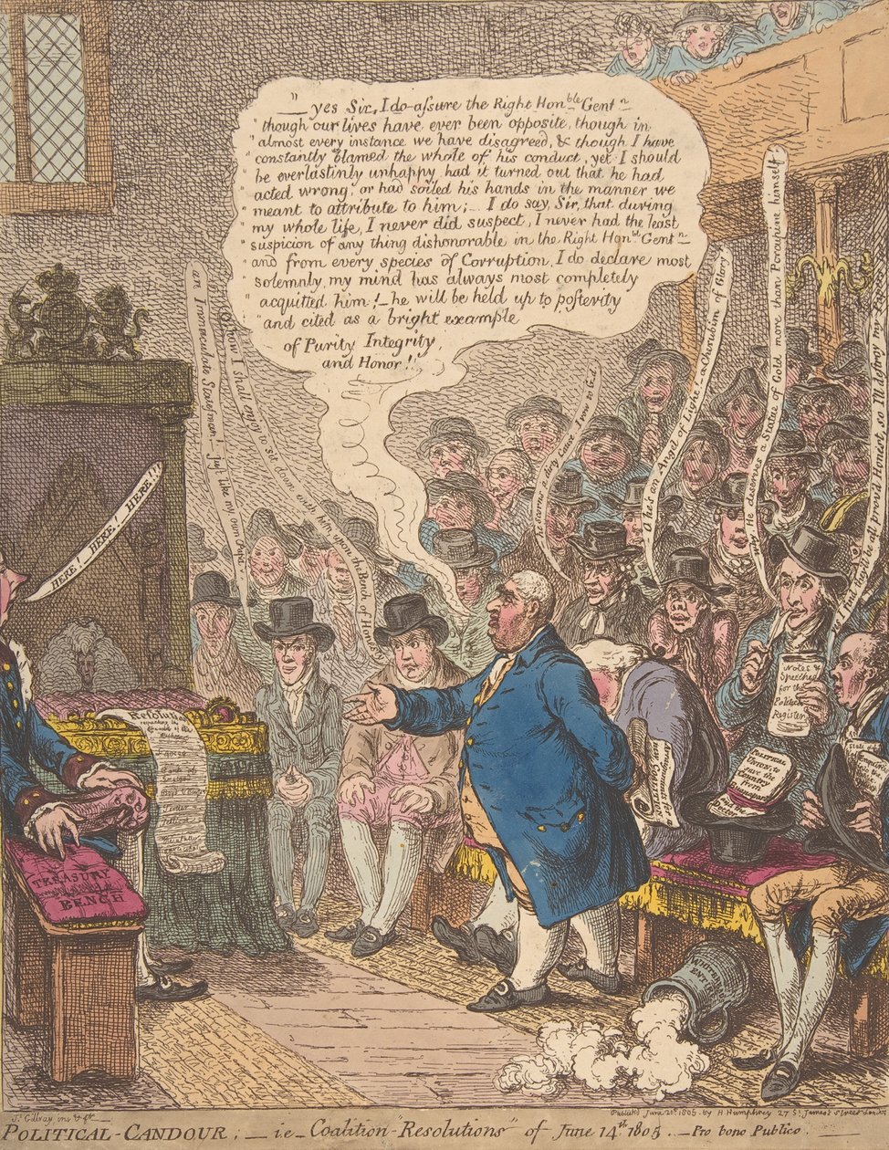 Politisk-oppriktighet,- dvs.-koalisjons-resolusjoner av 14. juni 1805.-Pro bono Publi..., 21. juni 1805. av James Gillray