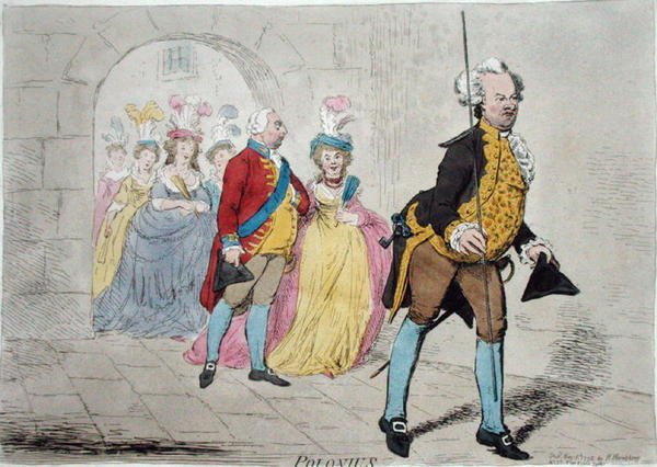 Polonius, utgitt av Hannah Humphrey i 1795 (håndfarget etsning) av James Gillray