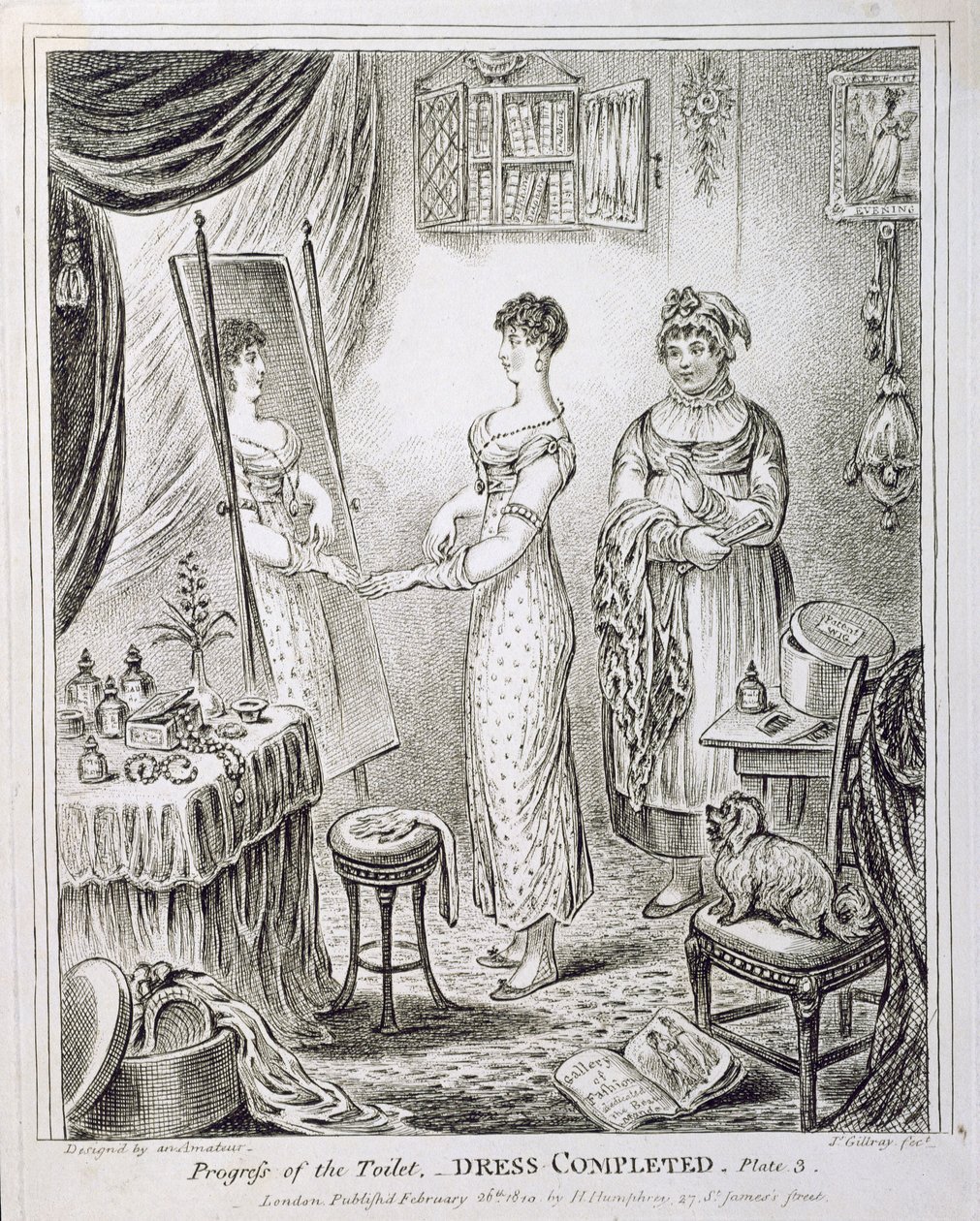Progress of the Toilet, or Dress Completed, utgitt av Hannah Humphrey i 1810 av James Gillray