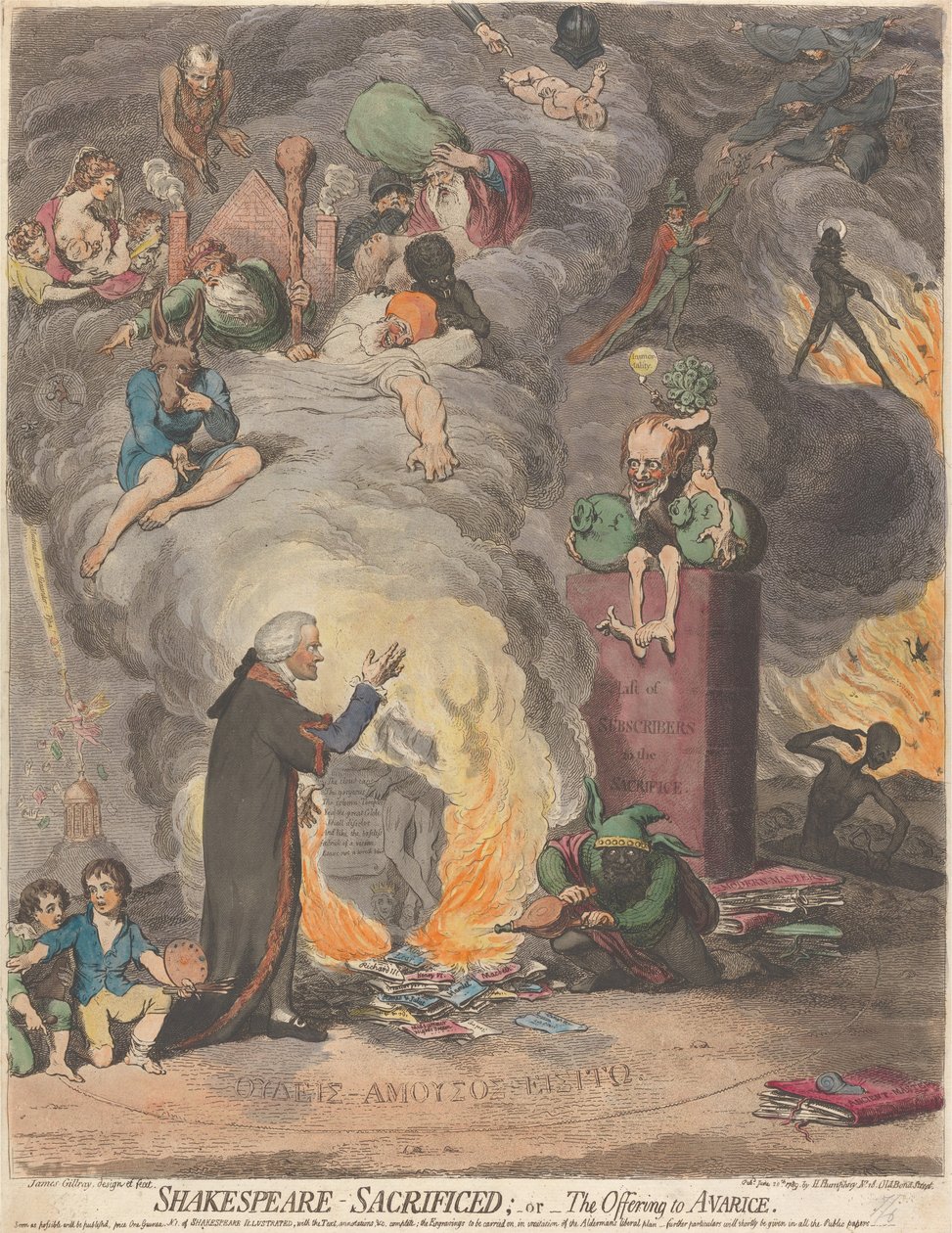 Shakespeare ofret; eller, tilbudet til grådighet av James Gillray