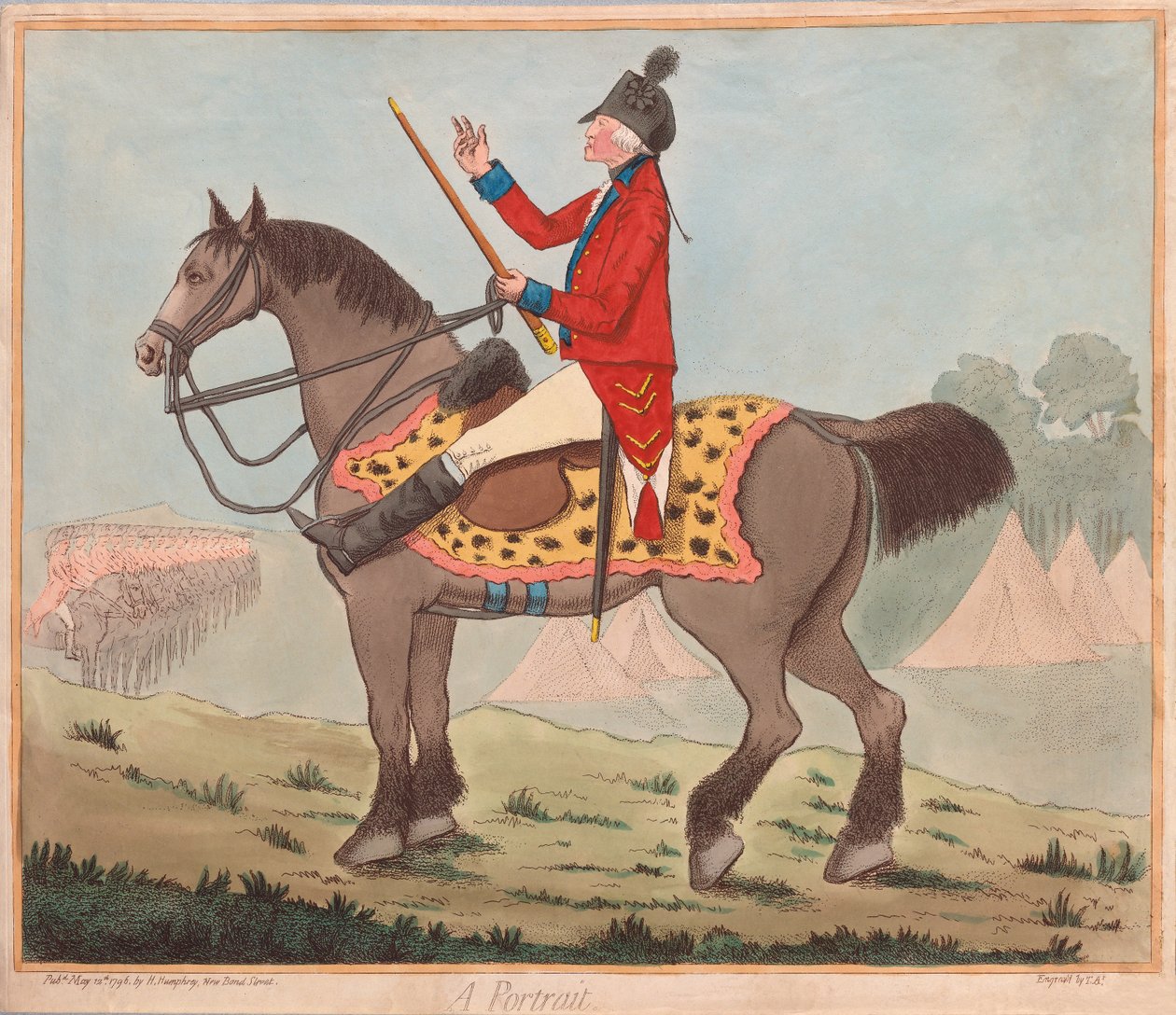 Sir David Dundas (1735 - 1820) - Et portrett, pub. 1796 (håndfarget gravering) av James Gillray