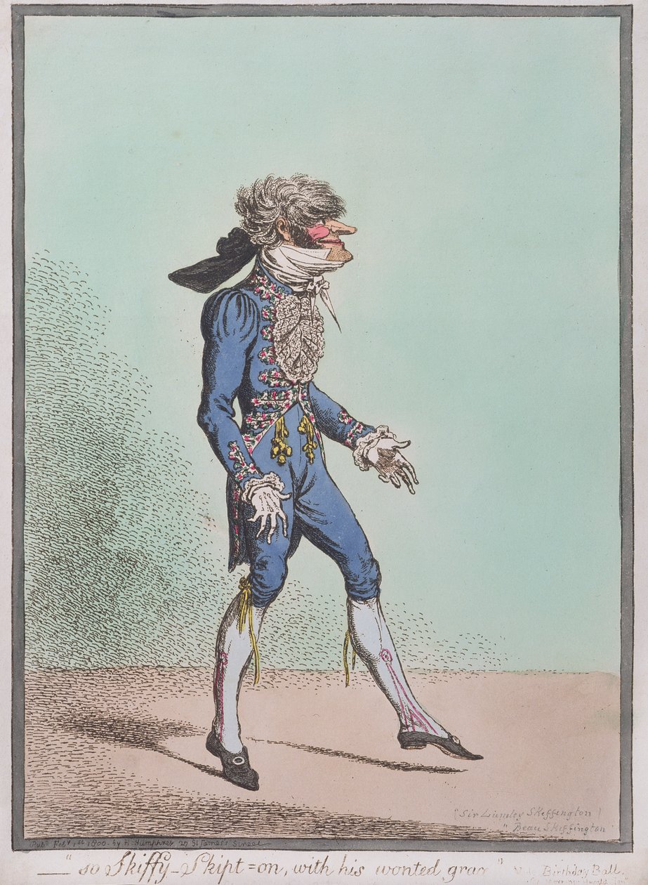 "So Skiffy-Skipt-on, with his wonted grace" utgitt av Hannah Humphrey i 1800 (håndfarget etsning) av James Gillray