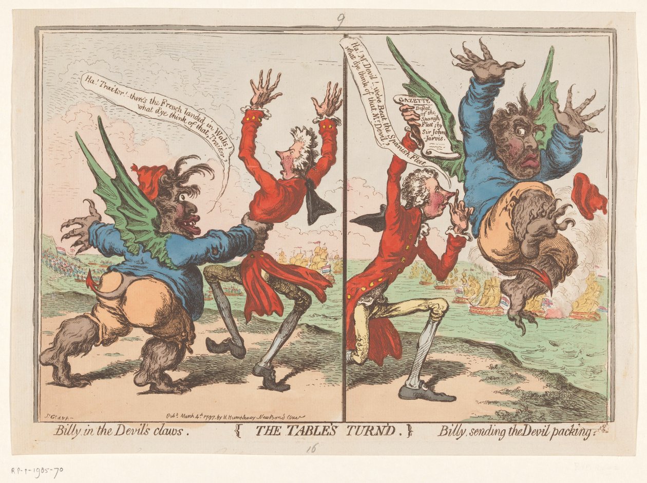 Spotprent av William Pitt og Charles Fox, 1797 The Table