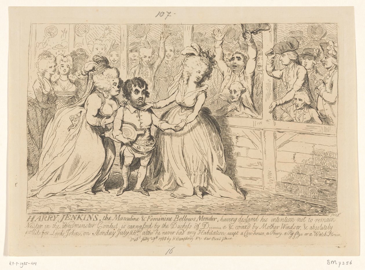 Tegneserie av engelsk innenrikspolitikk, 1788 Harry Jenkins, The Maskuline & Feminine Bellow Mender av James Gillray
