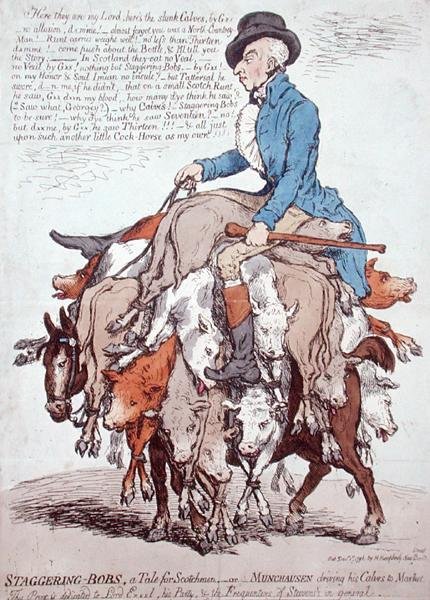 Staggering-Bobs, eller A Tale for Scotchman, utgitt av Hannah Humphrey av James Gillray