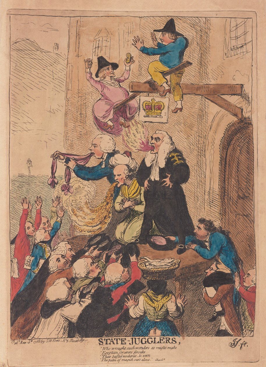 State Gjøglere, pub. 1788 (håndfarget gravering) av James Gillray