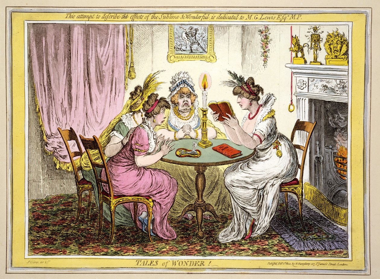 Tales of Wonder, pub. H. Humphrey, London, 1802 (håndfarget etsning) av James Gillray
