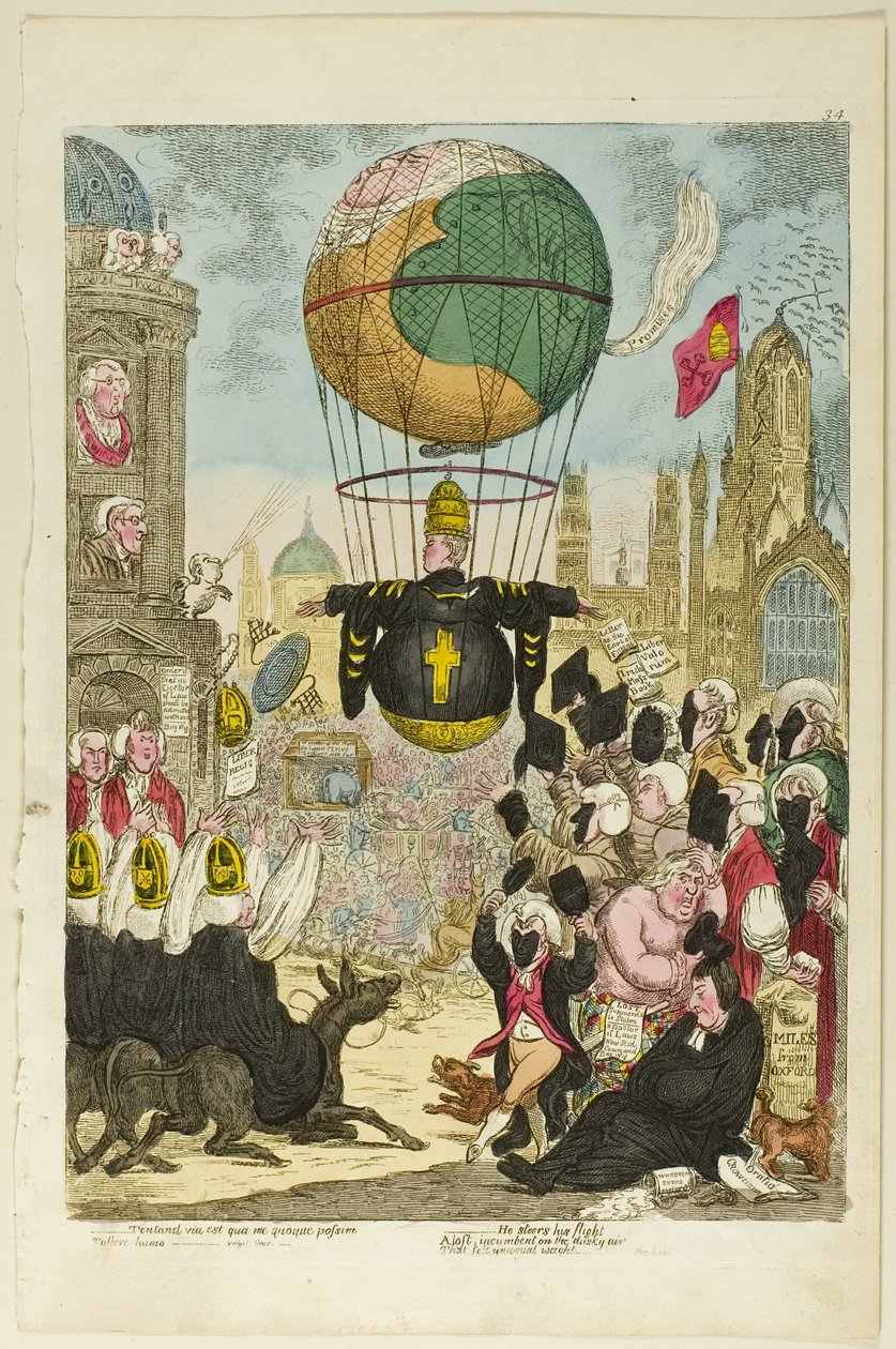 Å prøve er en måte jeg også kan løfte meg selv fra bakken på. av James Gillray