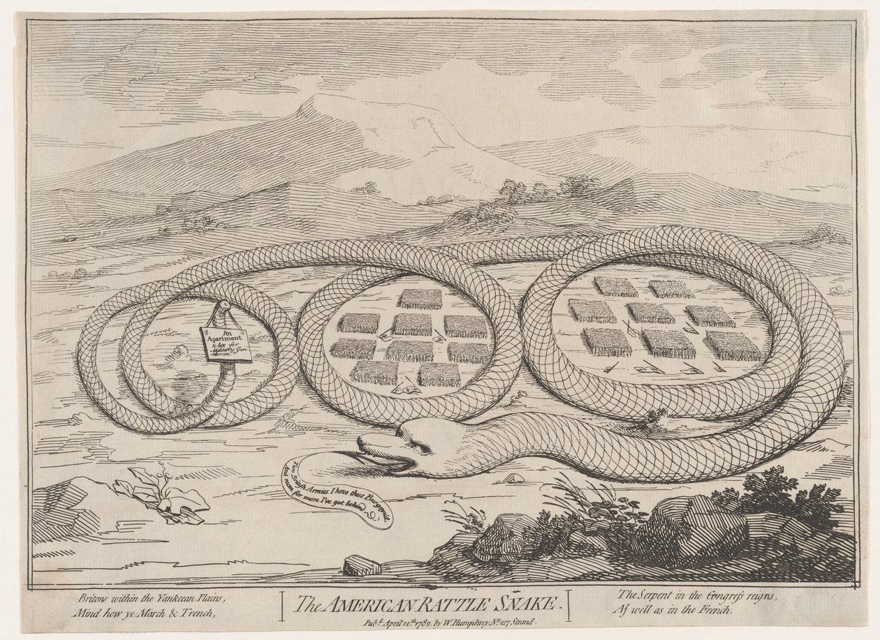 The American Rattle Snake, 12. april 1782., 12. april 1782. av James Gillray.