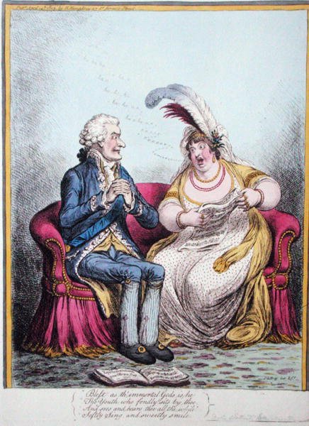 The Bulstrode Siren, utgitt av Hannah Humphrey i 1803 (håndfarget etsning) av James Gillray