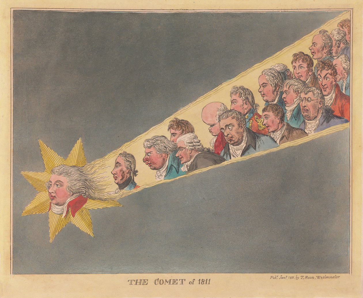 Kometen fra 1811, pub. 1811 (håndfarget gravering) av James Gillray