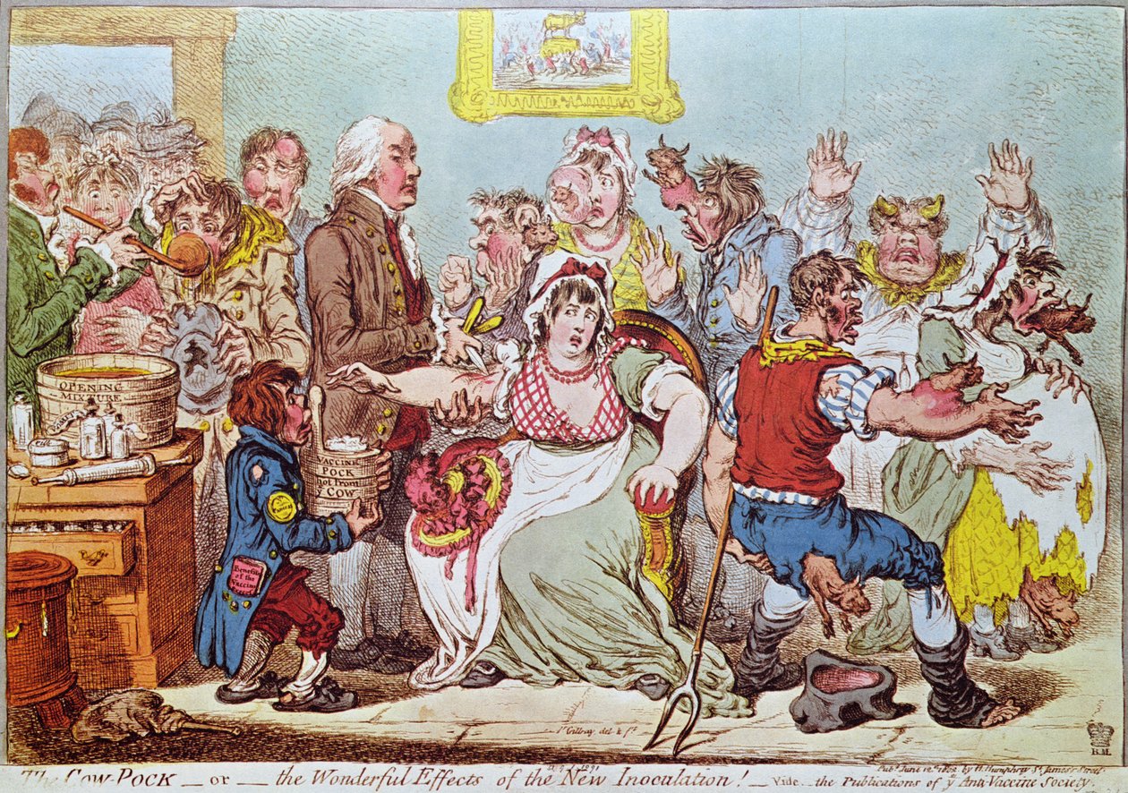 The Cow Pock or the Wonderful Effects of the New Inoculation, utgitt av H.Humphrey, 1809 av James Gillray