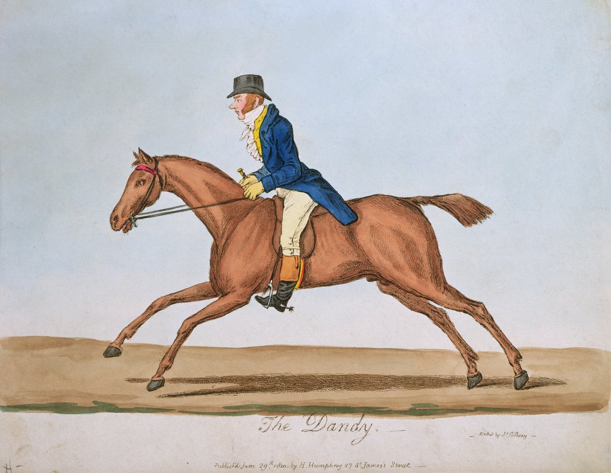 The Dandy, utgitt av Hannah Humphrey i 1810 (håndfarget etsning) av James Gillray