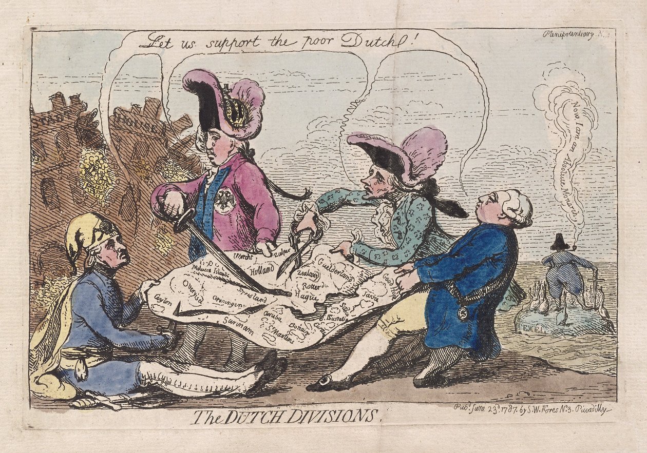 The Dutch Divisions, pub. 1787 (håndfarget gravering) av James Gillray