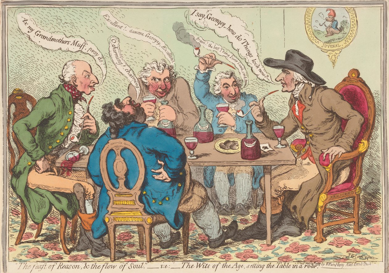 Fornuftens fest og sjelens strøm - det vil si - Tidens vittige hoder får bordet til å brøle av James Gillray