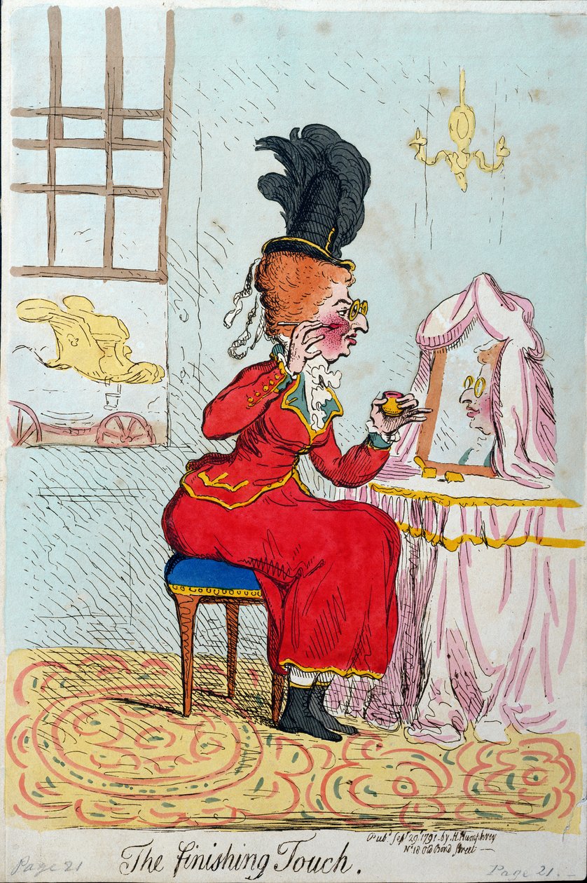 The Finishing Touch, utgitt av Hannah Humphrey i 1791 (håndfarget etsning) av James Gillray