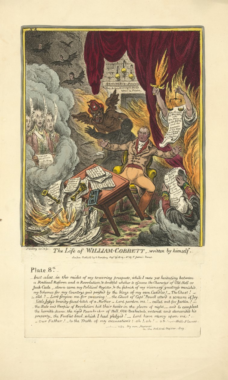 The Life of William Cobbett, kjent av ham selv, utgitt av Hannah Humphrey, 1809 (håndfarget gravering) av James Gillray
