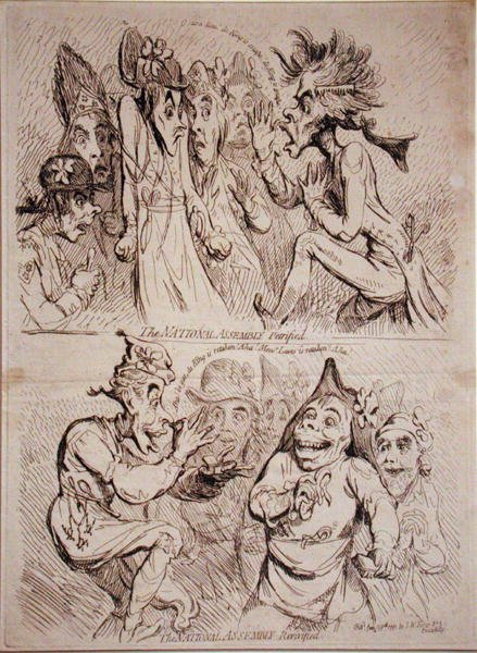 National Assembly Petrified, og The National Assembly Revivified, utgitt av S.W. Fores i 1791 (radering) av James Gillray