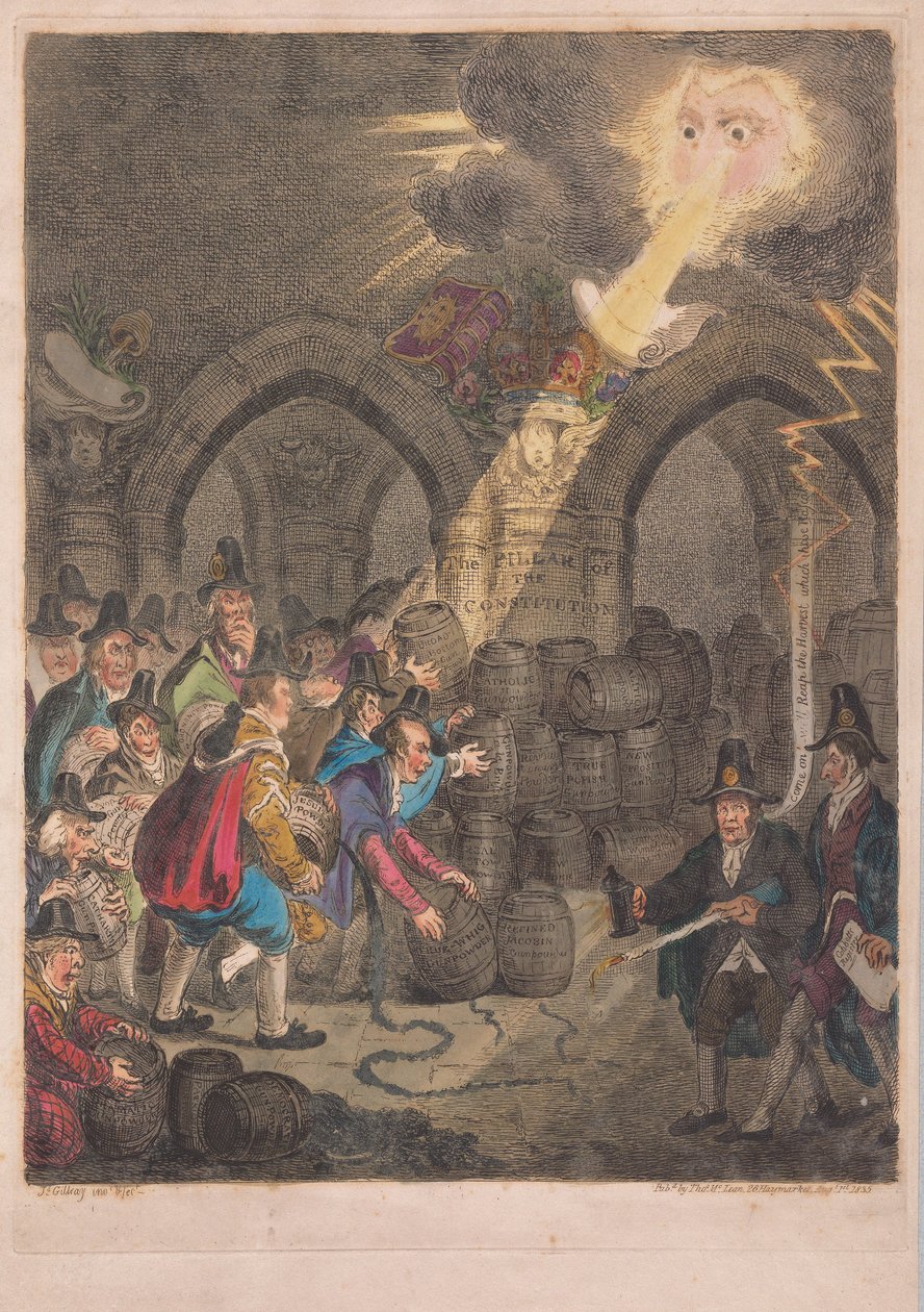 Grunnlovens søyle, pub. 1835 (håndfarget gravering) av James Gillray