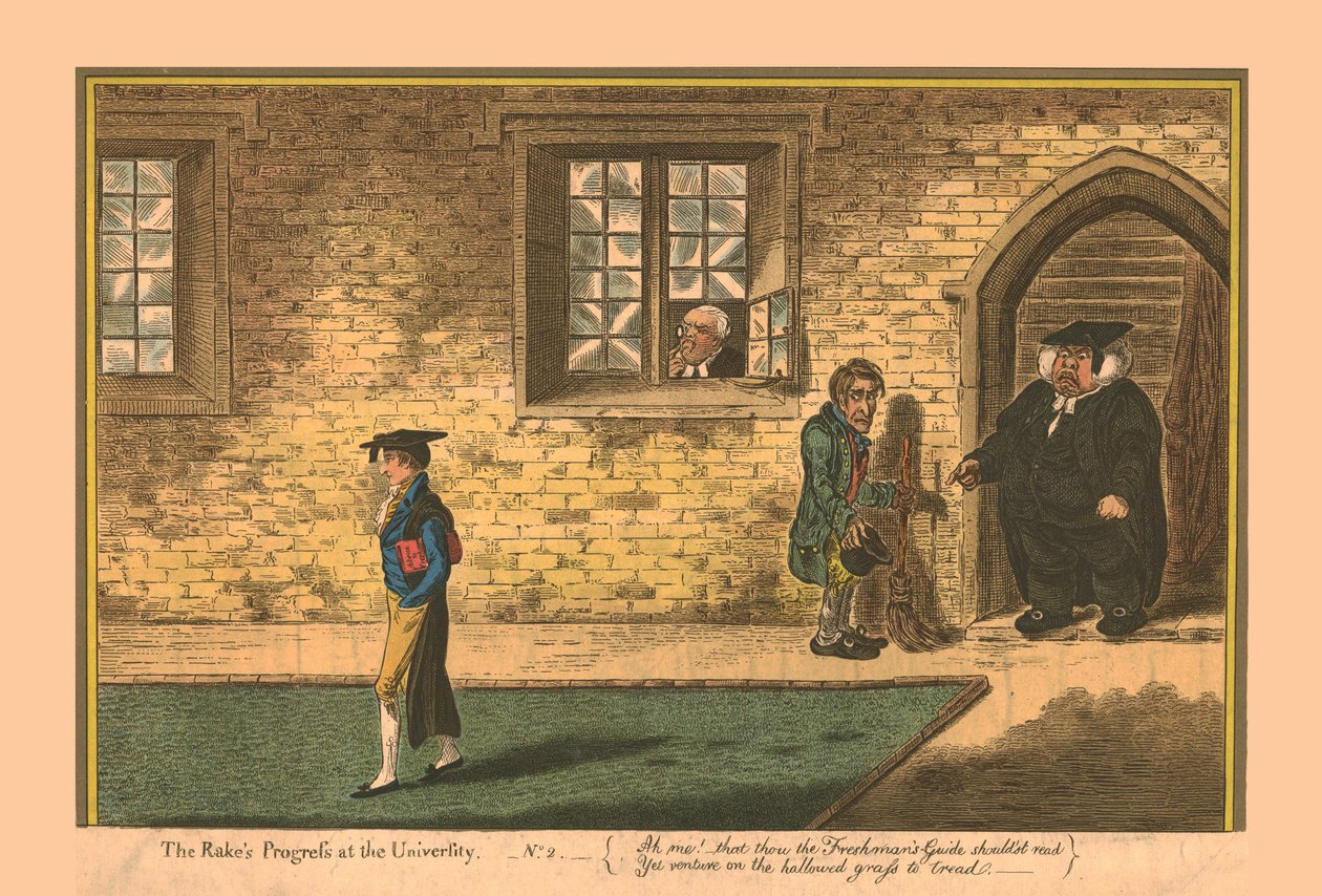 The Rakes Progress ved universitetet - nr. 2, 1806. av James Gillray
